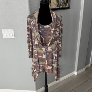 Camouflage Cowl Neck Top!!